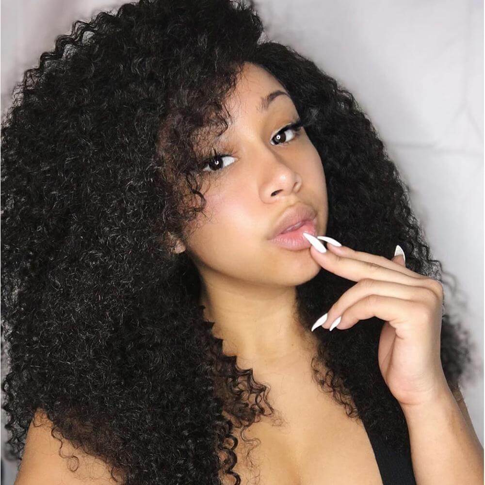 Brazilian Kinky Curly 13x6 Lace Front Wig Natural Black EverGlow Human Hair - EVERGLOW HAIR
