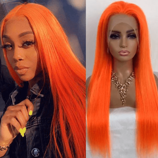 Light Orange Color Straight 13X4/4X4/T-part Lace Front Wig EverGlow Human Hair - EVERGLOW HAIR