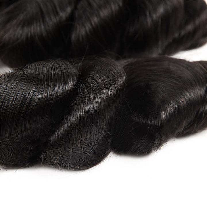 Brazilian Loose Wave 3 Bundles with 13*4 Lace Frontal Natural Black EverGlow Hair - EVERGLOW HAIR