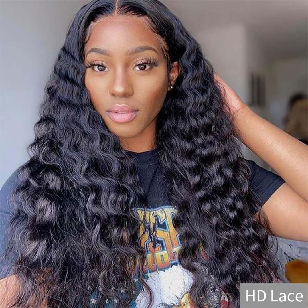 HD Undetectable 13x4 Lace Frontal/4x4 Lace Closure Loose Deep Wave Wig Natural Black - EVERGLOW HAIR