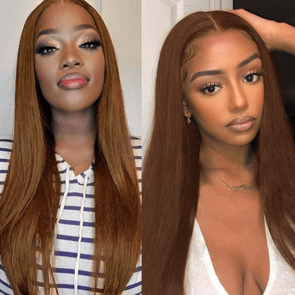 Chestnut Brown #8 Straight 13x4 Lace Frontal Wig - EVERGLOW HAIR