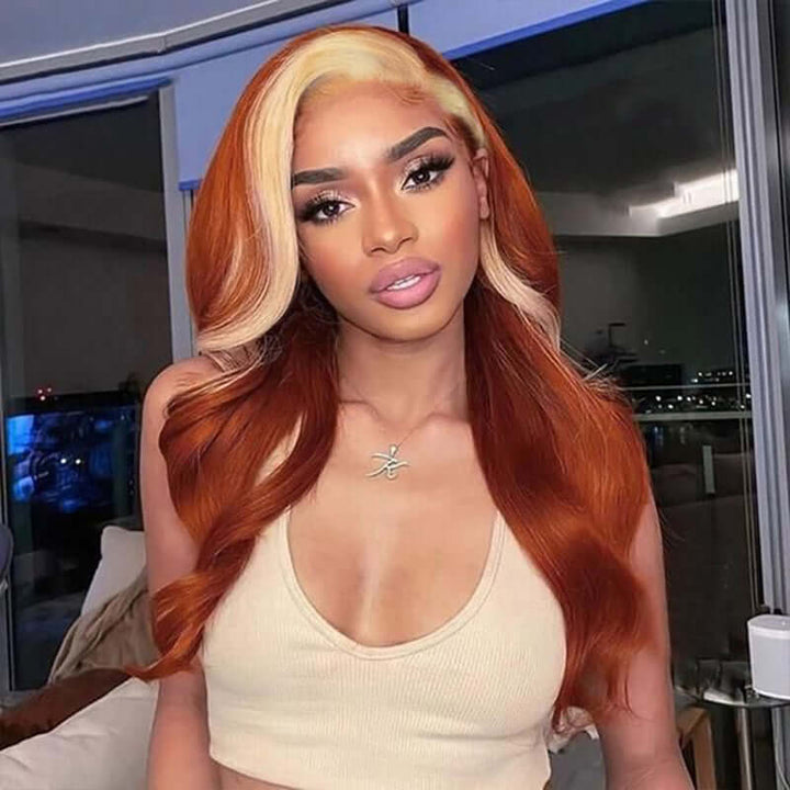 Blond Front/Orange Back 13X4 Lace Frontal Wig 613/#350 - EVERGLOW HAIR