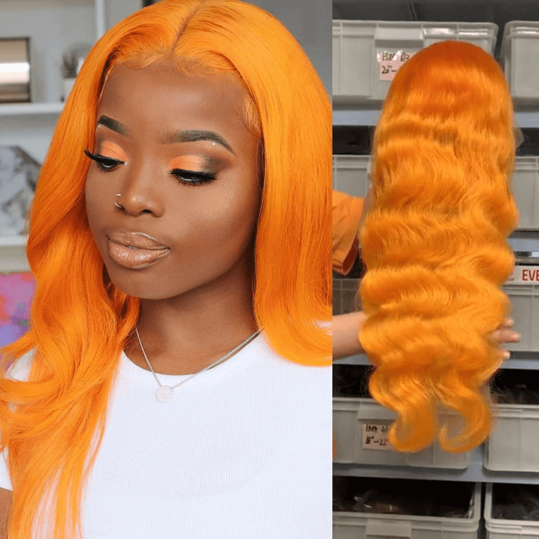 Light Orange Color Body Wave 13X4/4*4/T-part Lace Front Wig EverGlow Human Hair - EVERGLOW HAIR