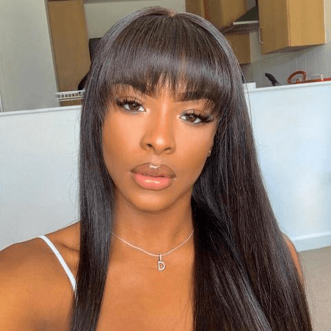 Straight Full Machine Made Black EverGLow Human Hair Wig - EVERGLOW HAIR