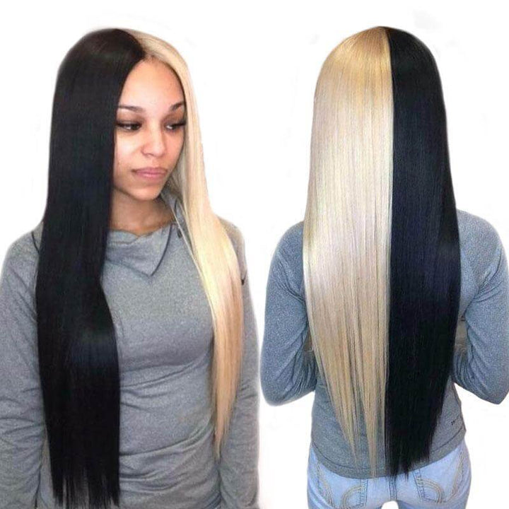 Half 613 Half Black Color Straight Lace Frontal Wig - EVERGLOW HAIR
