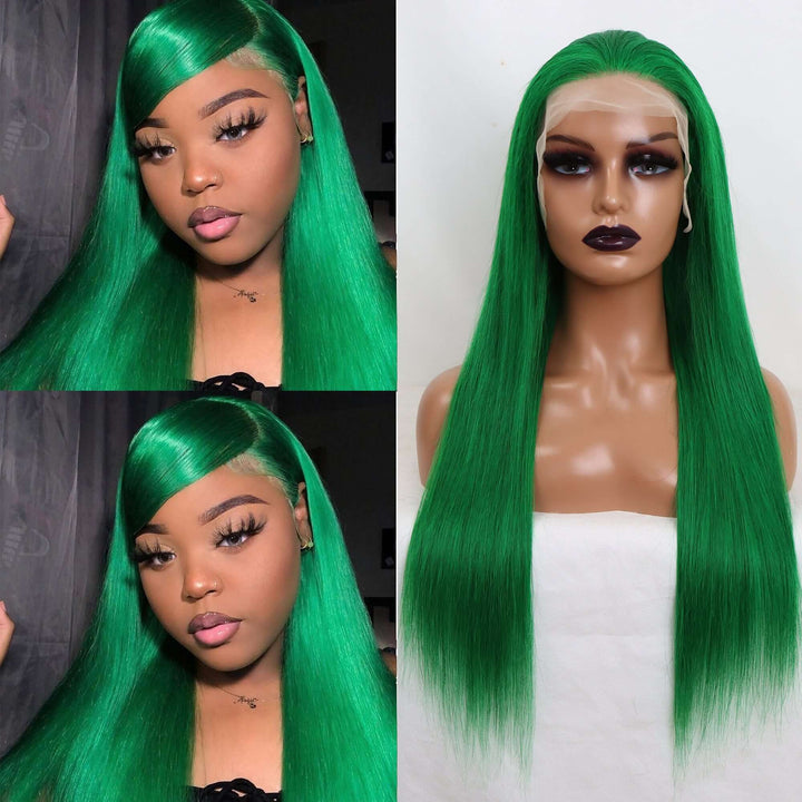 Jade Green Color Straight 13x4 Lace Frontal/4x4 Lace Closure Wig - EVERGLOW HAIR