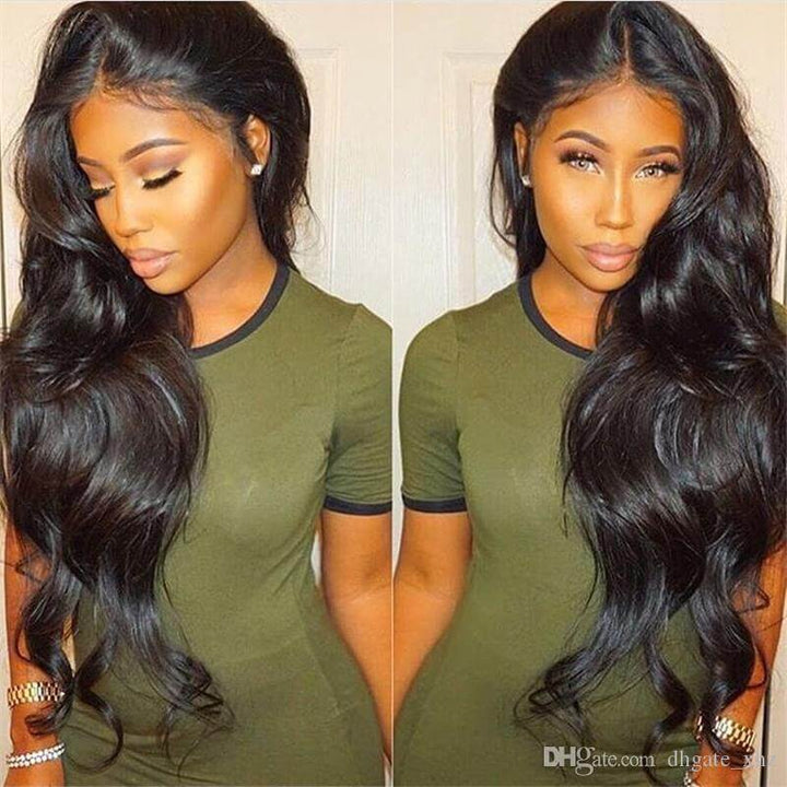 Super Long Length Body Wave 13x4 Lace Frontal Wig Natural Black EverGlow Human Hair - EVERGLOW HAIR
