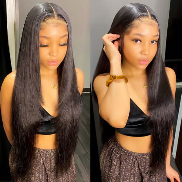 HD Undetectable 5x5 Lace closure Straight Wig Natural Black - EVERGLOW HAIR