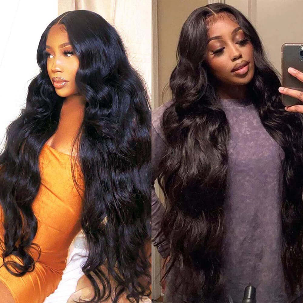 Super Long Length Body Wave 13x4 Lace Frontal Wig Natural Black EverGlow Human Hair - EVERGLOW HAIR