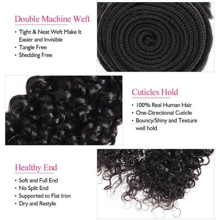 Brazilian Kinky Curly 4 Bundles with 4*4 Lace Closure Natural Black EverGlow Hair - EVERGLOW HAIR
