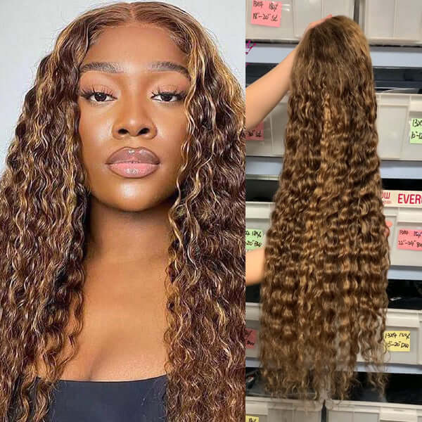 Honey Blond Highlight Piano Color Loose/Deep/Loose Deep Wave 13X4 Lace Frontal Wig - EVERGLOW HAIR